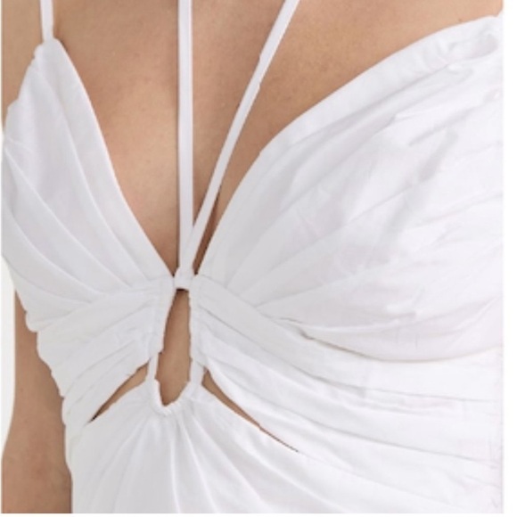 New Ulla Johnson Phoebe Tiered Cut Out Cotton Poplin Midi Dress White Sz 10 - Picture 13 of 14